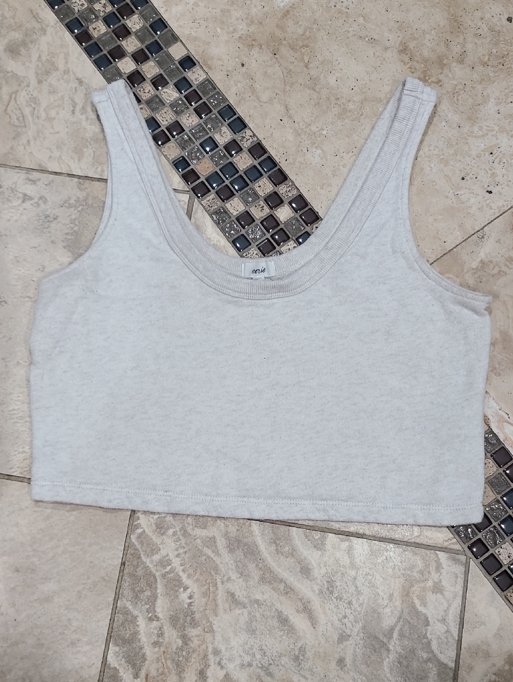 aerie Light Gray Scoop Neck Cropped Tank